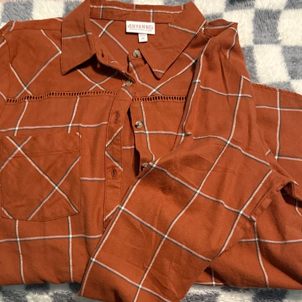 Shyanne Men's Terracotta Checkered Shirt